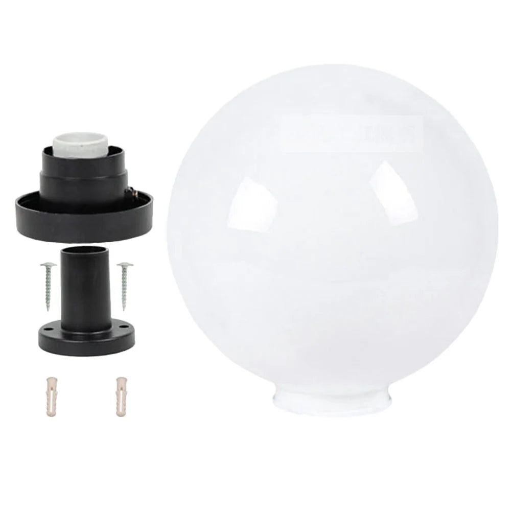 lampe sol extérieure blanc noir sphérique minimaliste fixée vis