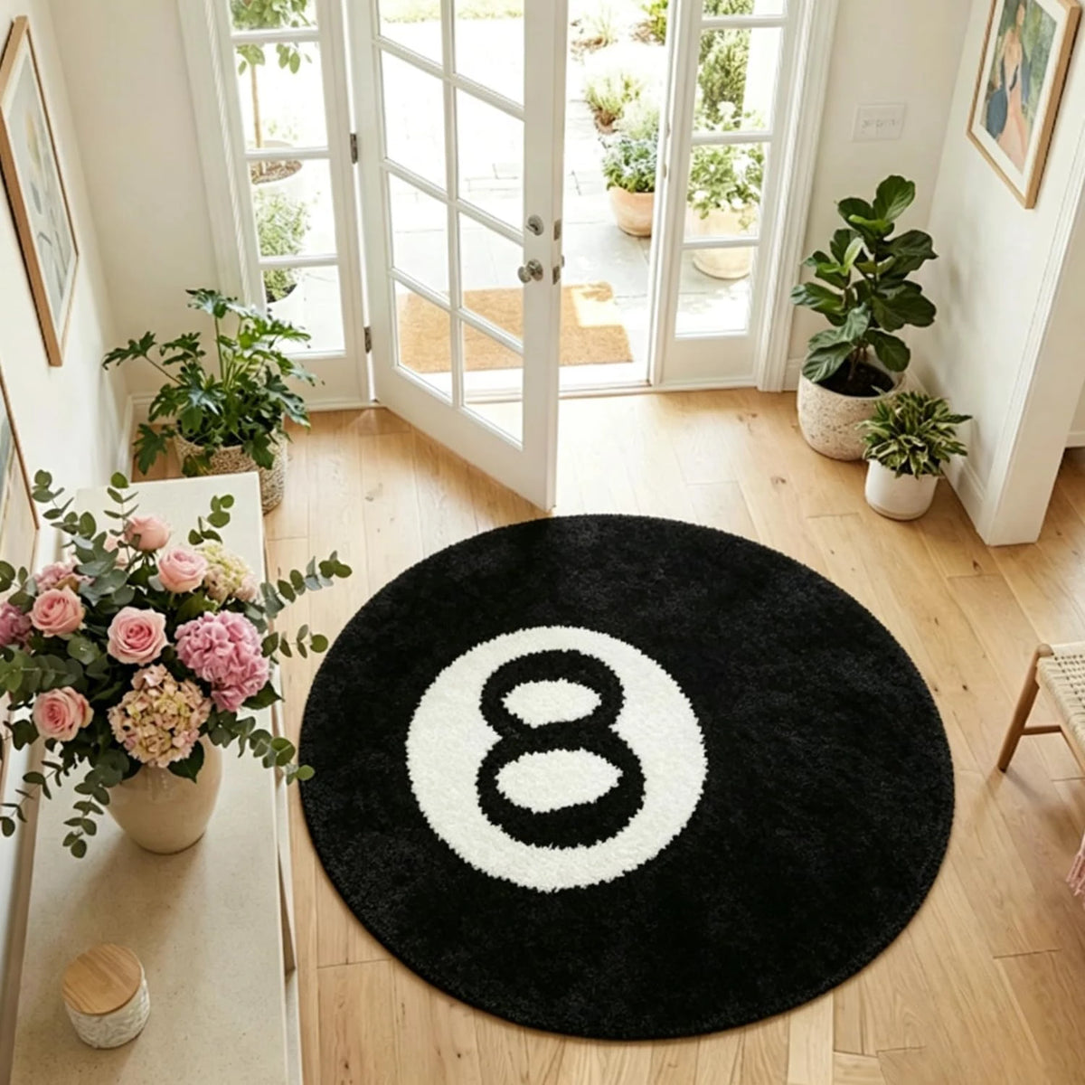 tapis noir blanc imprimé léopard chiffre moderne antidérapant polyester salon chambre