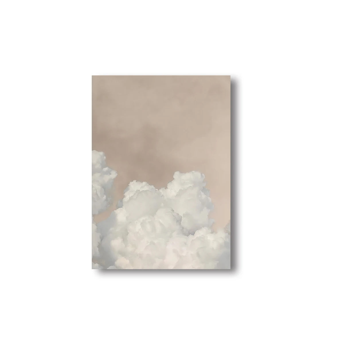 toile d'art nuages blancs minimaliste fond beige chambre salon décoration esthétique abstraite moderne