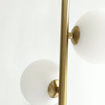 suspension lumineuse moderne sphères translucides barre métallique brillante blanc doré minimaliste chambre salon