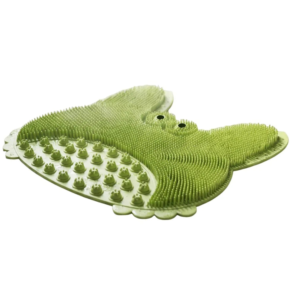 brosse bain moderne bleu vert grenouille adhésif bristles pointus pratique