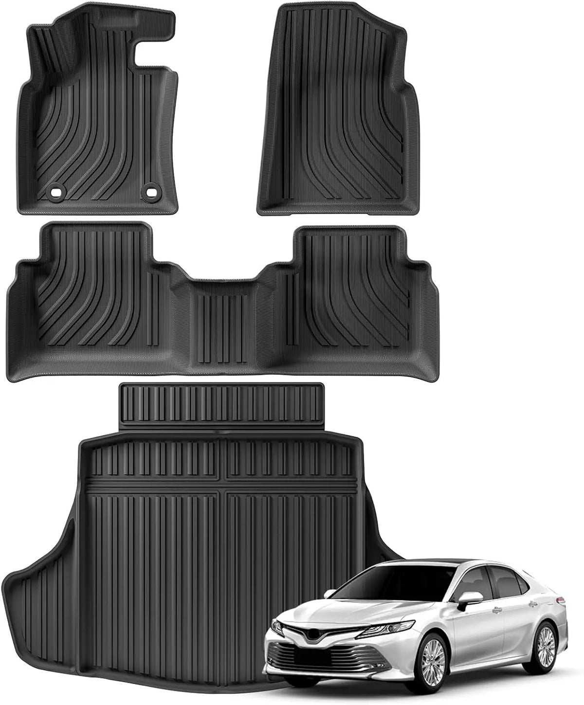 tapis sol voiture noir rayures horizontales moderne intérieur première rangée deux rangées
