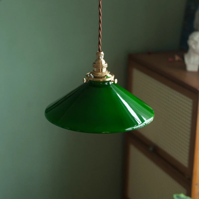 lampe suspendue vintage vert ombre matériau pierre verre 25cm ajustable 200cm autonomie e27