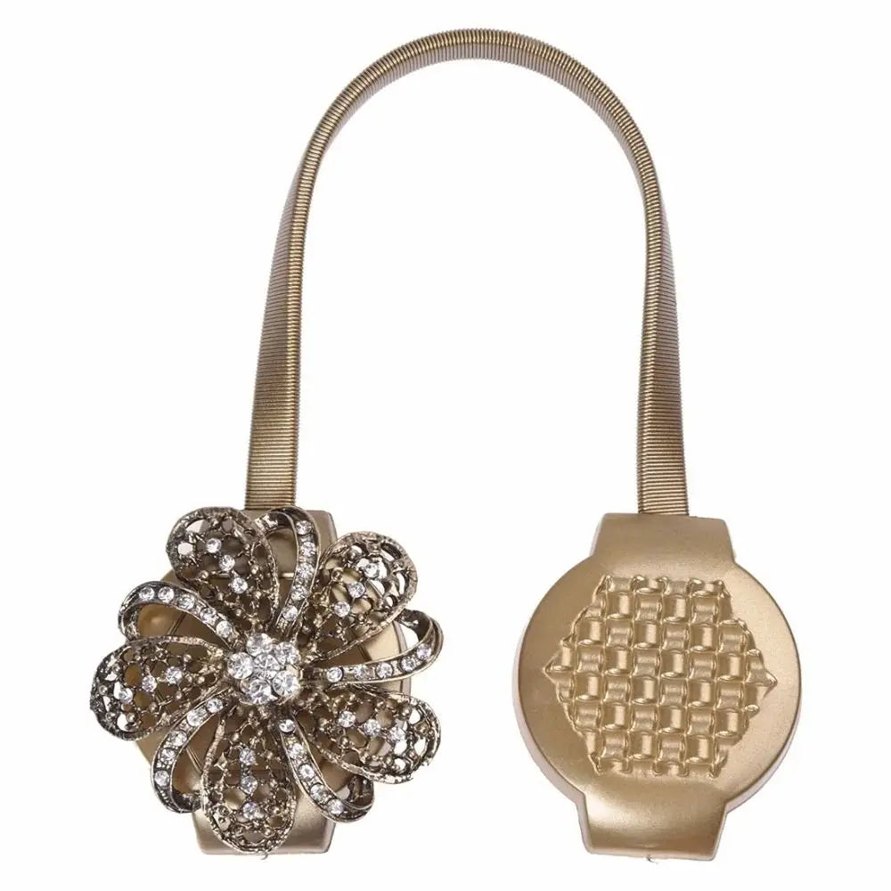 accessoires fenêtres clips magnétiques fleurs décoratives tissu motifs géométriques doré classique élégant 21cm