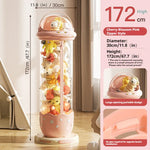 rangement jouets transparent capsule pliable moderne étoiles beige rose figurines poignée