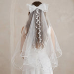 voile mariée blanc dentelle rubans classique romantique bride tulle gaze headpiece