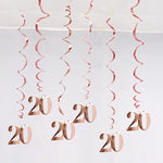 décoration anniversaire guirlande spirale rose doré moderne fête 21 30 40 50 années