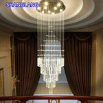 lustre moderne transparent suspendues acier inoxydable led salon grande taille facile certifications multiples