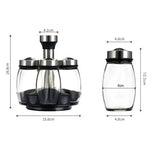ensemble pots épices rotatifs moderne noir transparent verre organisation cuisine efficace