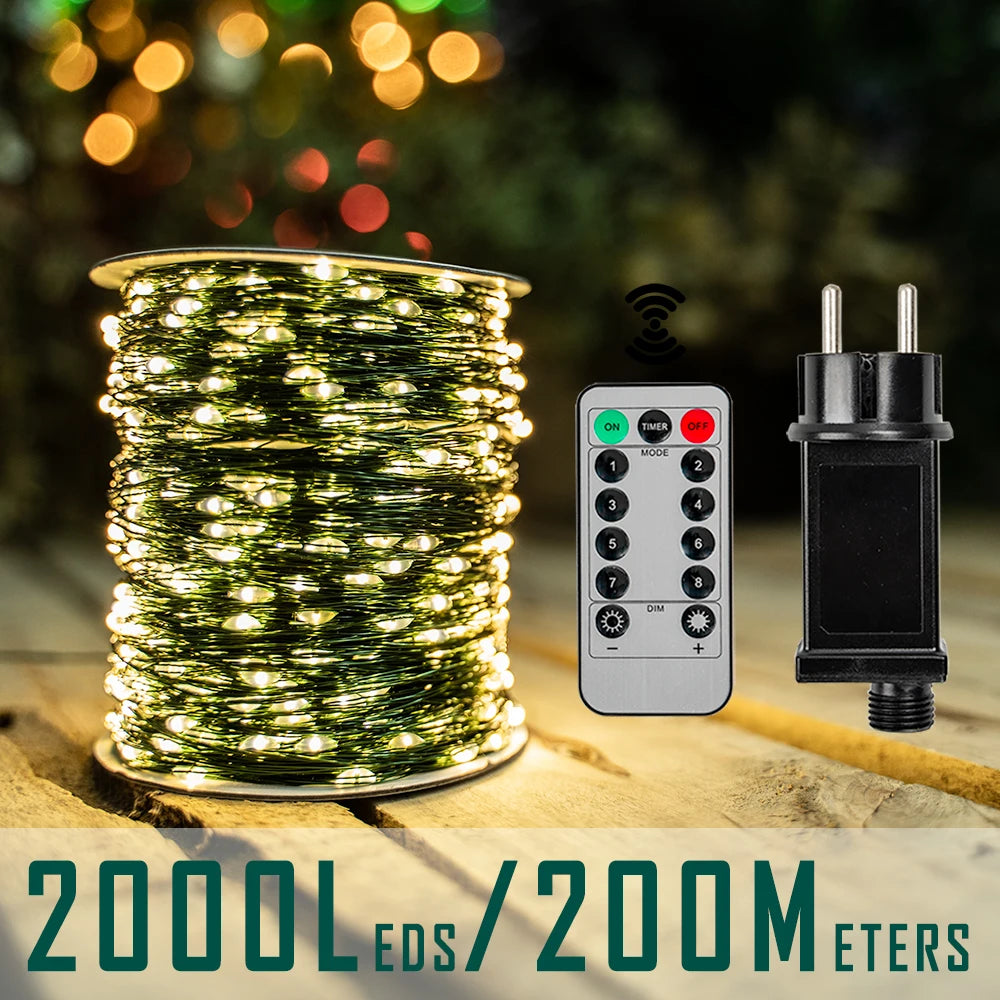 guirlande lumineuse led fil cuivre exterieur decoration noel mariage jardin fete telecommande