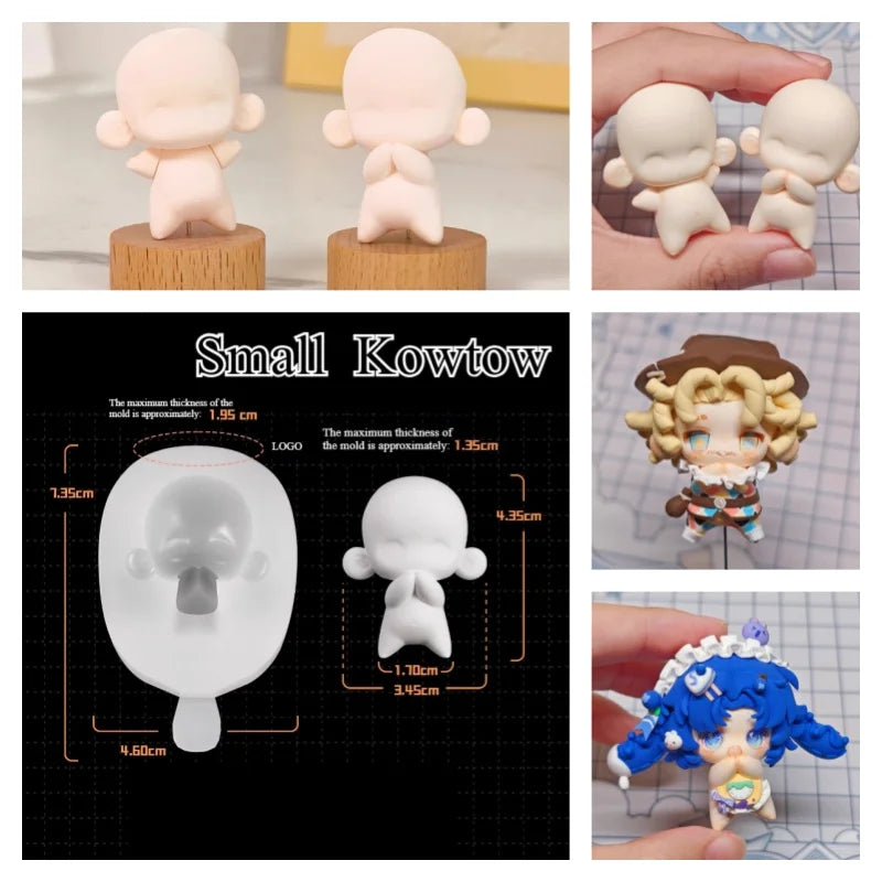 moule silicone figurines cartoon personnages stylisés blanc bleu texture lisse grande taille petite miniature