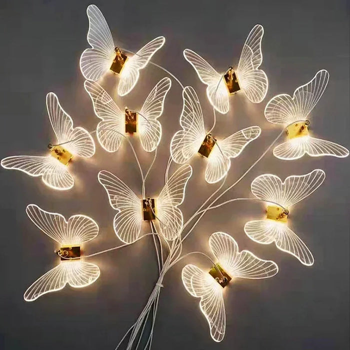 Guirlande lumineuse LED papillon acrylique noir