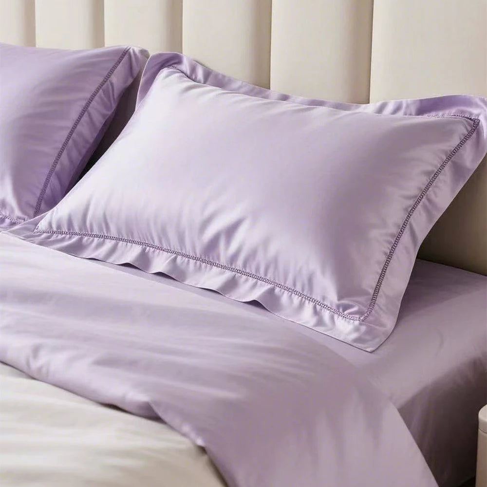 taies d'oreiller eucalyptus lyocell violet clair uni rafraichissante été moderne non toxique 2pcs 48x74cm