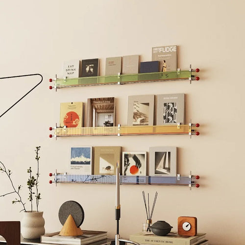 étagère murale moderne livres magazines clips fixation décorative couleur dorée