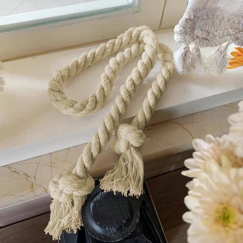 corde rideaux beige clair tissée rustique bohème adhésif franges tassel 86cm total length one