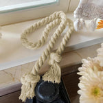 corde rideaux beige clair tissée rustique bohème adhésif franges tassel 86cm total length one