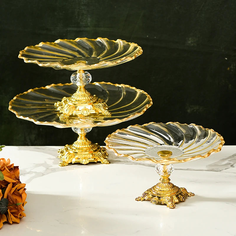 support fruits or noir rayures dorées classique baroque fourchette couteau hauteur 13cm