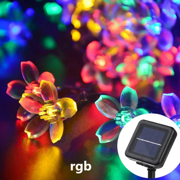 guirlande lumineuse solaire fleurs blanc multicolore moderne piquet panneau solaire extérieur nocturne led jardin