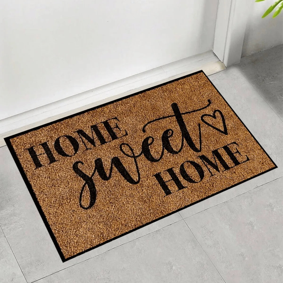 tapis d'entrée vert foncé lettrage welcome sweet classique moderne