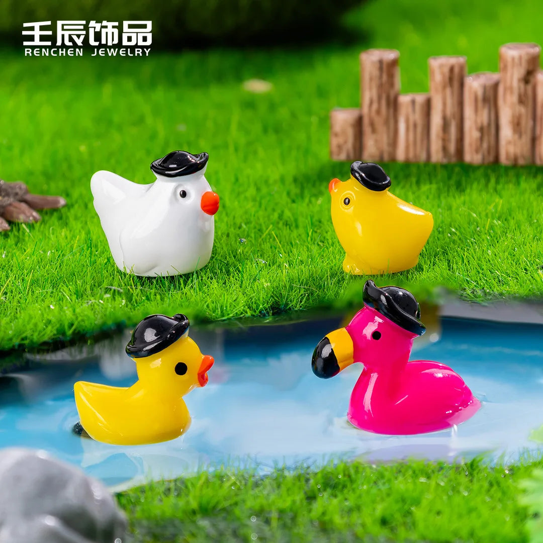 lot mini figurines animaux résine capybara grenouille axolotl flamant rose canard décoration maison jardin