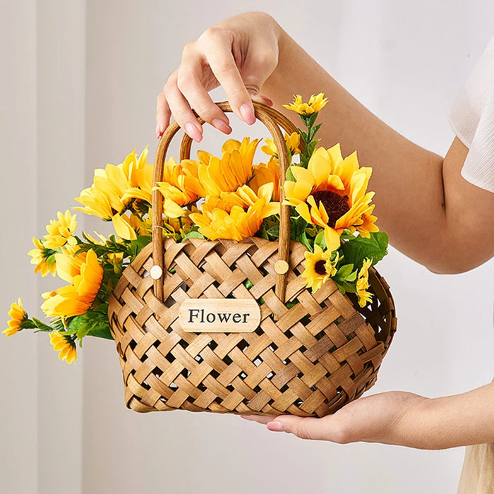 Panier en osier décoratif vert pour plantes d'intérieur