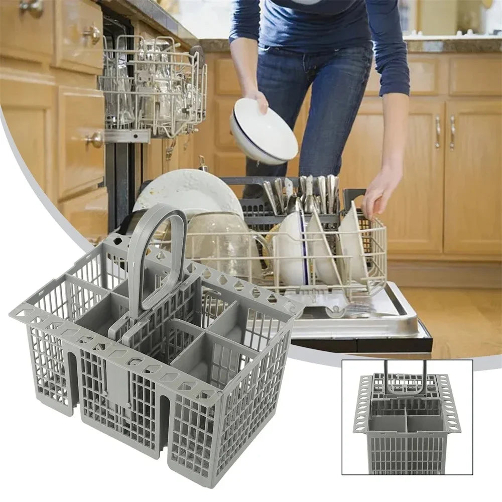 panier vaisselle multifonctionnel gris compartiments modernes lave vaisselle fourchettes cuillères rangement pratique
