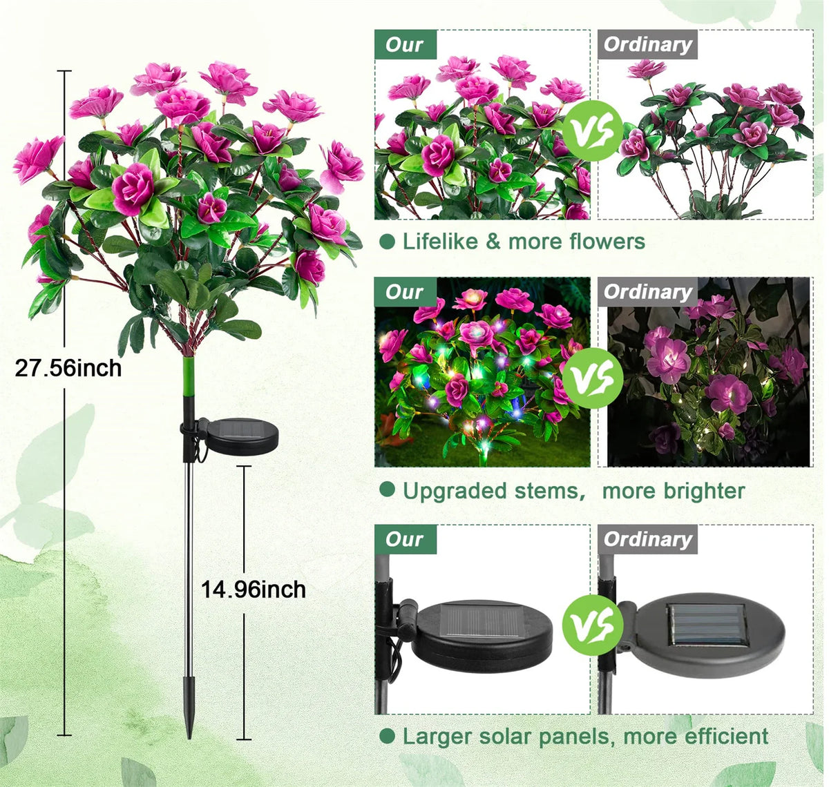 lumière solaire arbre décoratif fleurs artificielles moderne jardin vert rose rouge Jaune