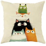 housse coussin chat dessin animé moderne polyester 45x45cm décoration maison lit hospitalière imprimée