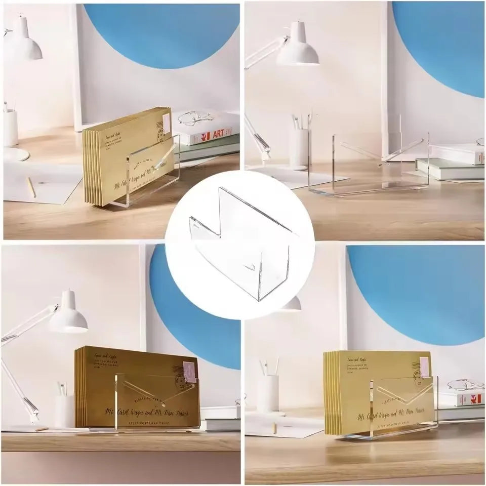 porte enveloppes transparent moderne clips rangement document organisation acrylique minimaliste fonctionnel