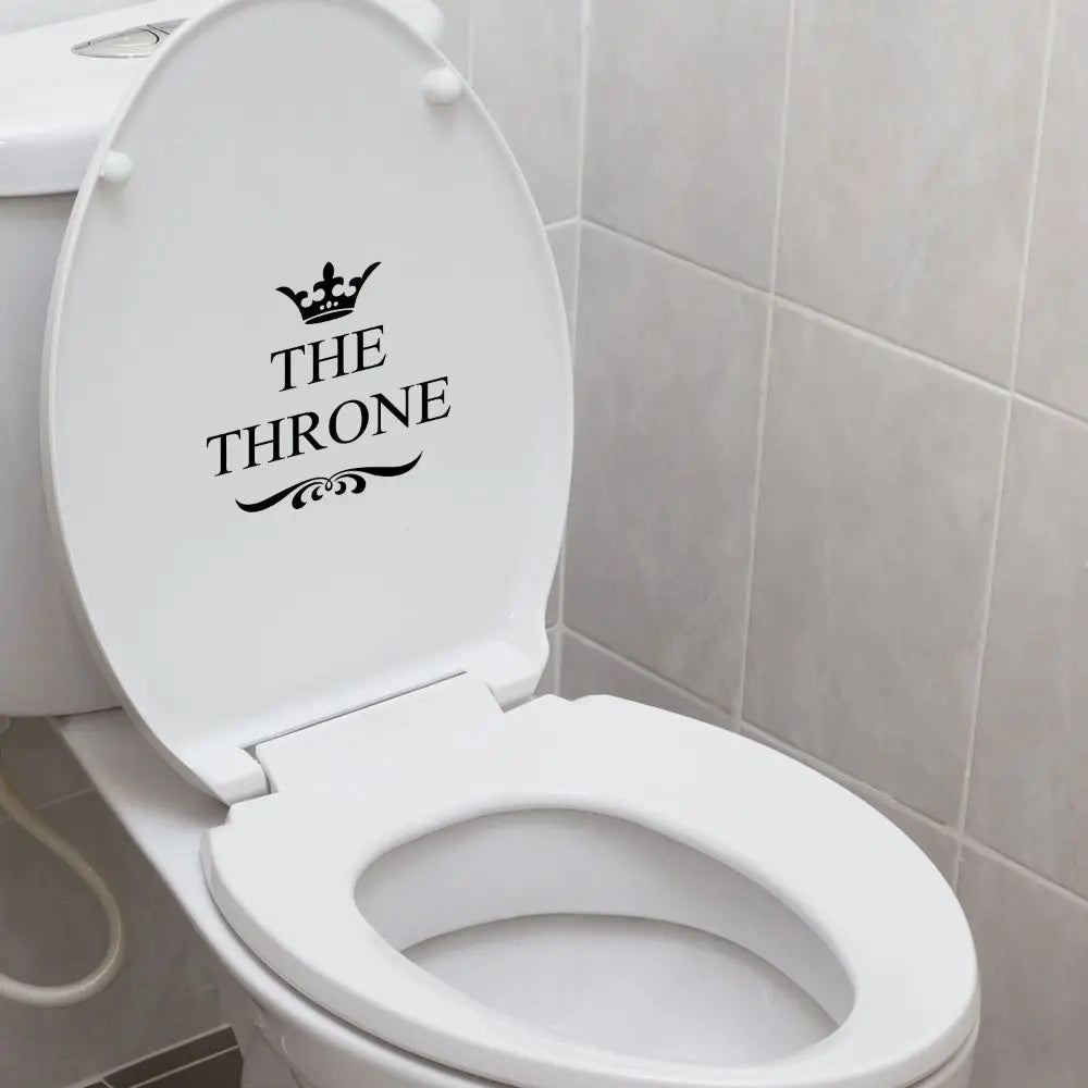 autocollant mural classique couronne letters the throne adhésif élégant décoration salle bains blanc noir