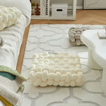 coussin mousse mémoire forme anti décubitus polyester coton rectangulaire blanc motif boules moderne adhesive