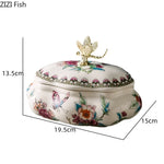 boîte bijoux céramique fleurs papillons dorure blanche bleue rose verte dorée classique