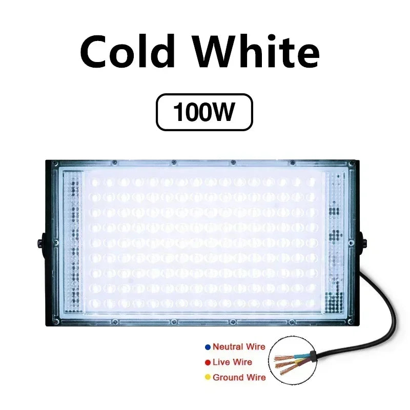 projecteur led violet blanc moderne ip65 50w 100w grille clips