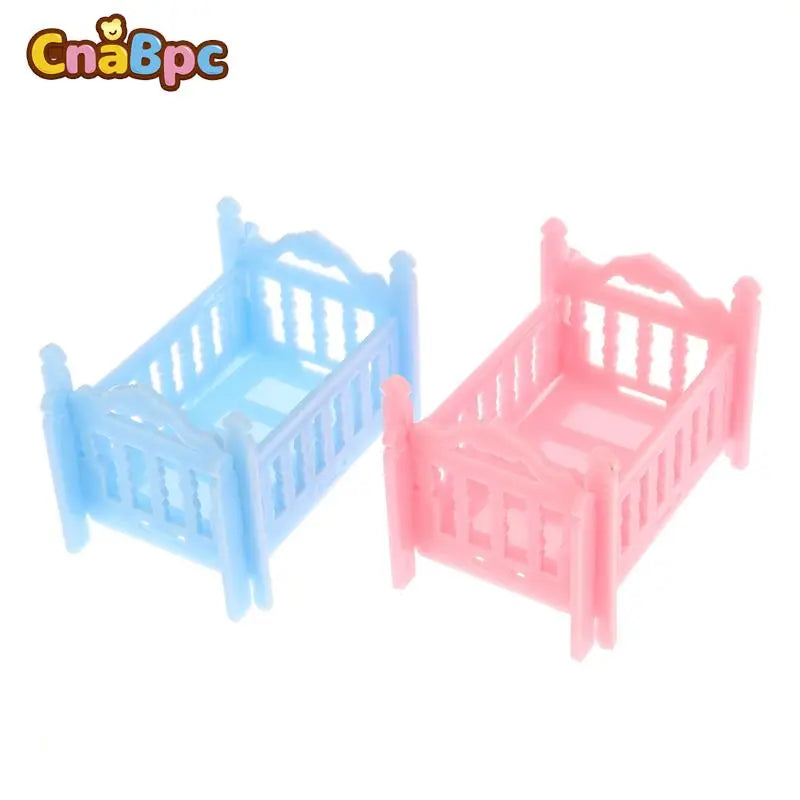 lit poupée barreaux arc decoratif set deux couleurs rose bleu clair maison poupées accessoire