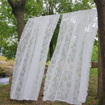 rideau dentelle florale blanc vintage romantique translucide fenêtre chambre coucherhôtelcafébureau