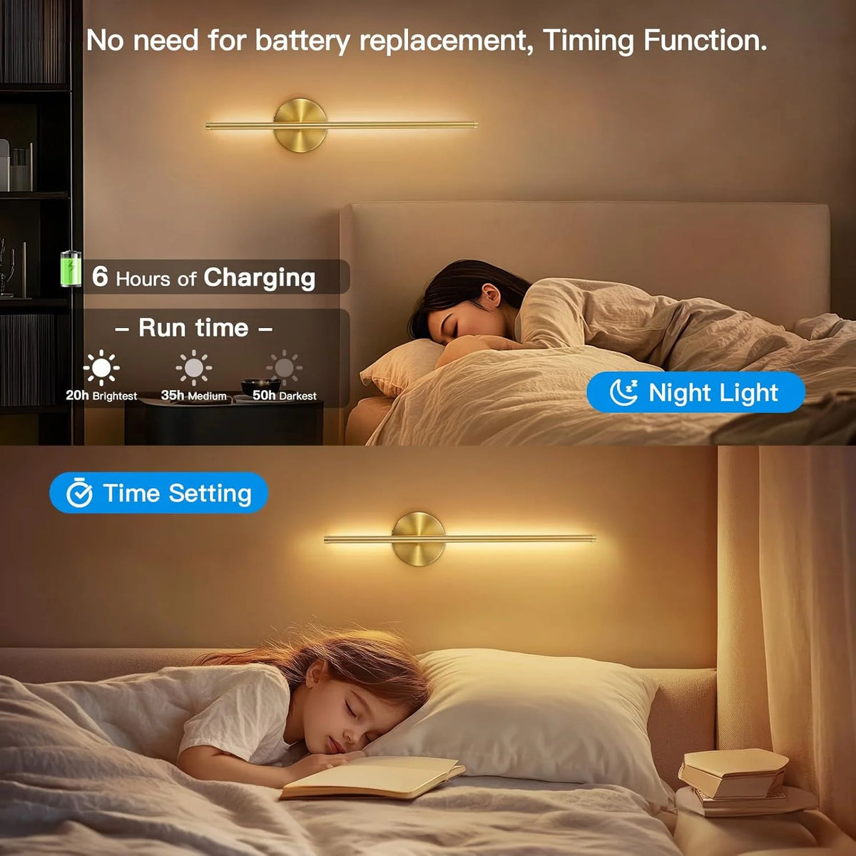 lampe murale or moderne rechargeable led télécommande réglable fixée adhésif flux lumineux élevé facile
