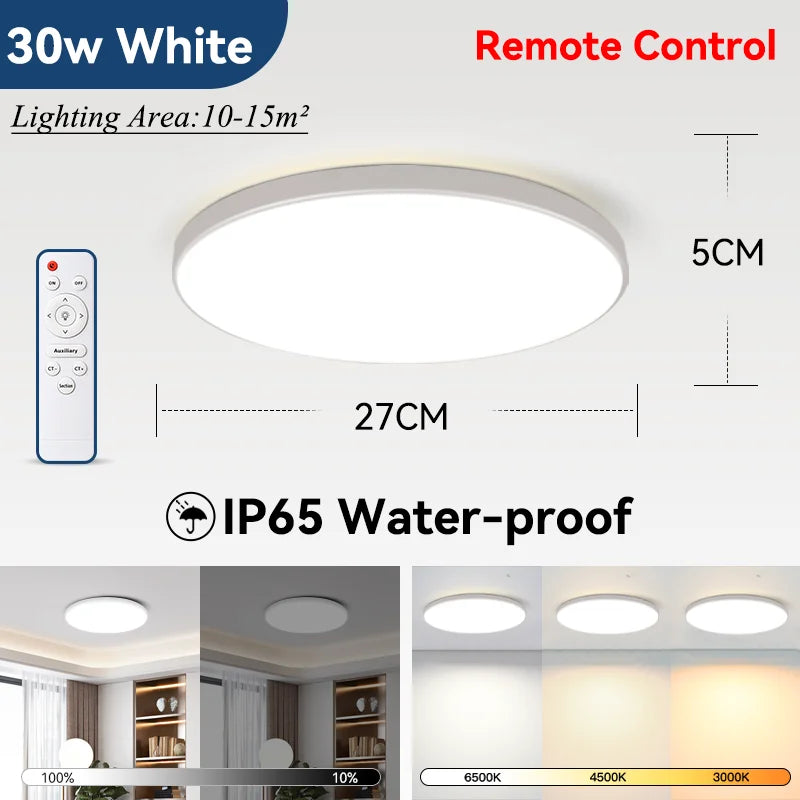 lampe led moderne télécommande 220v ip65 étanche noir blanc 37.5cm