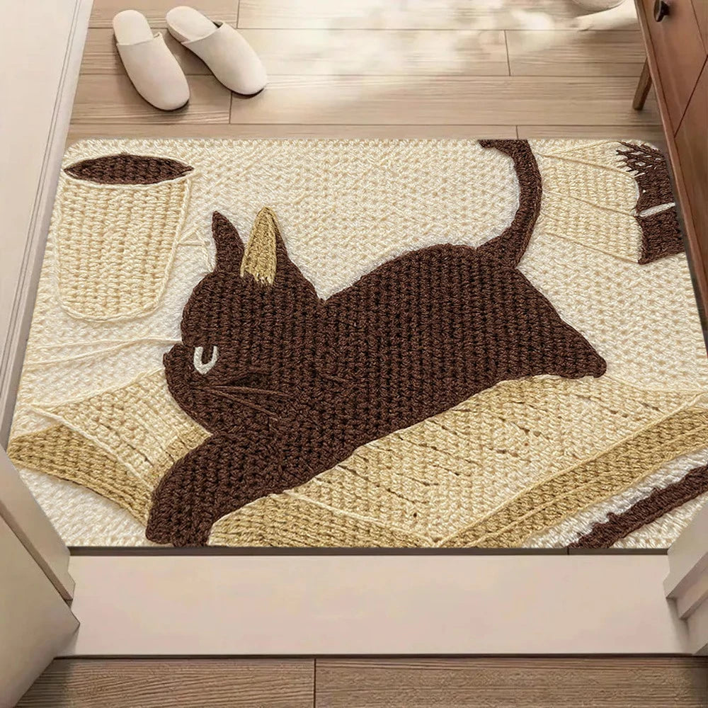 tapis moderne chat dessin animé polyester antibactérie antidérapant résistant décoloration 30x50cm 40x60cm 50x80cm salon