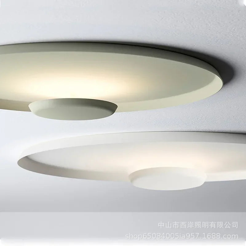 plafonnier led moderne minimaliste blanc gris rose rond lisse opaquet tactile