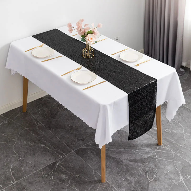 chemin table pailleté moderne bleu rouge noir doré vert rose gris violet festif opaquet