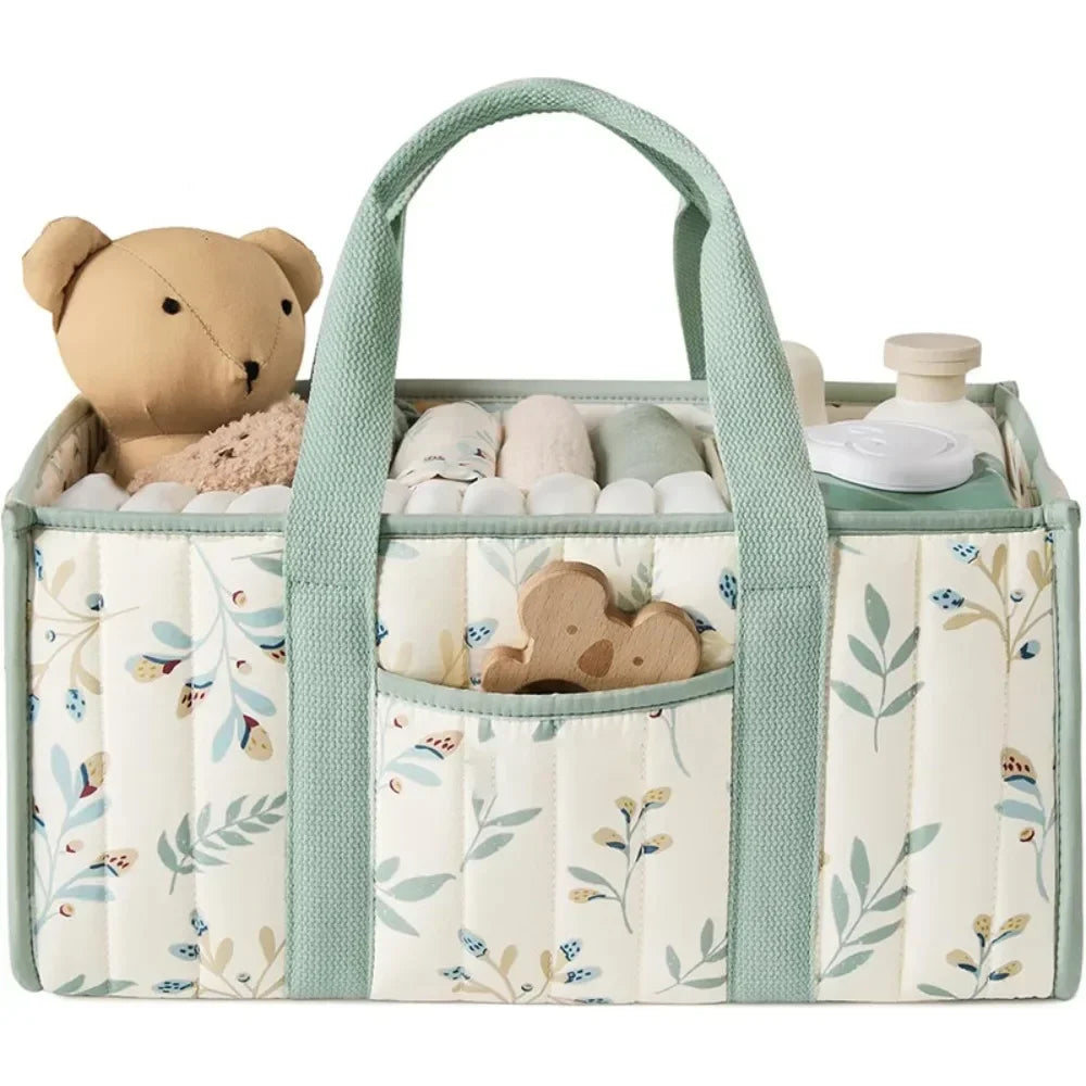 sac rangement fleuri moderne multi usages polyestère réutilisable poches beige vert clair