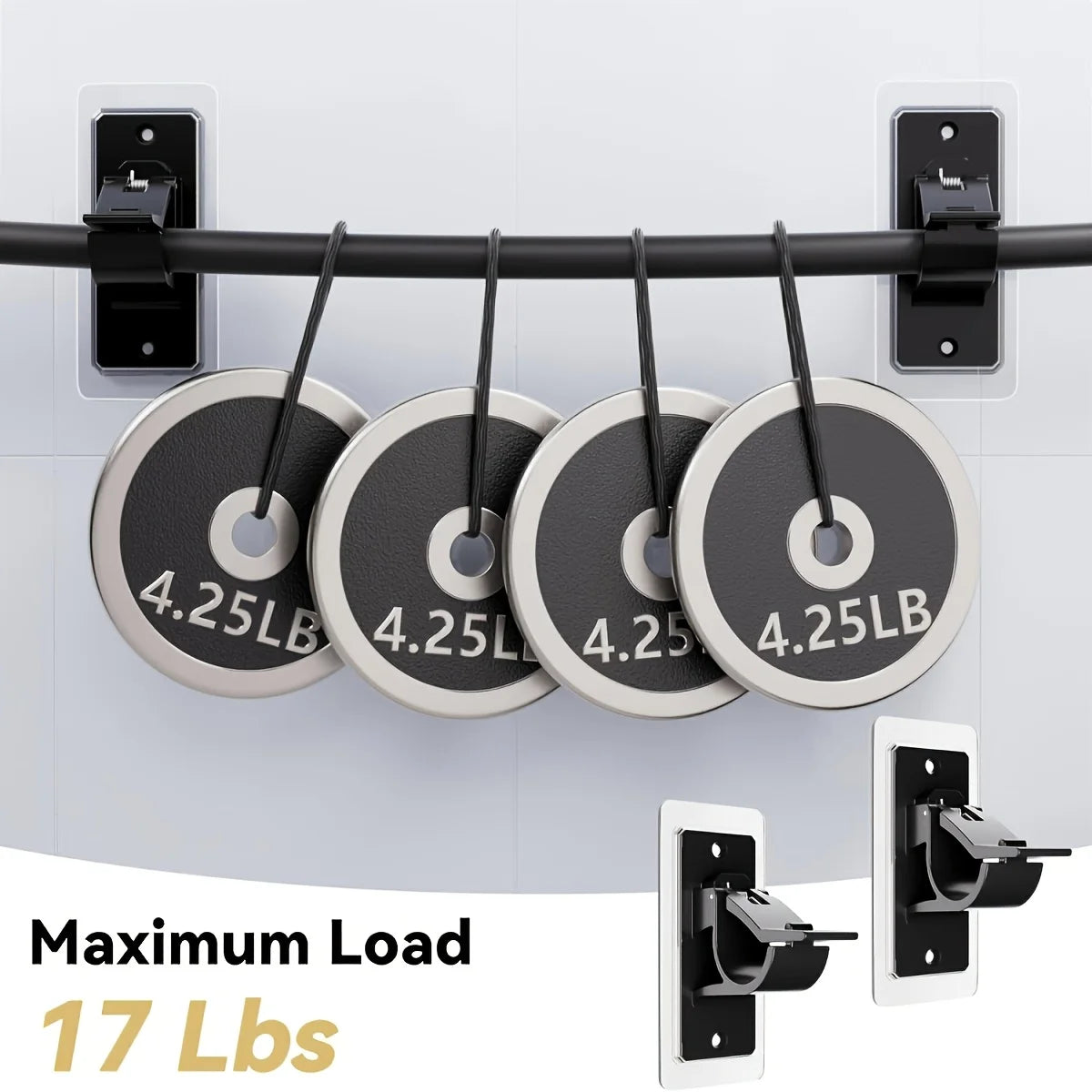 supports murals modernes clips transparents tiges rideaux noirs salle bain chambre coucher