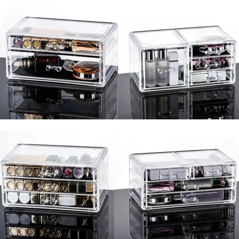 boîte rangement cosmétique transparente moderne poignées tapis antiderapant rechargeable respectueux environnement