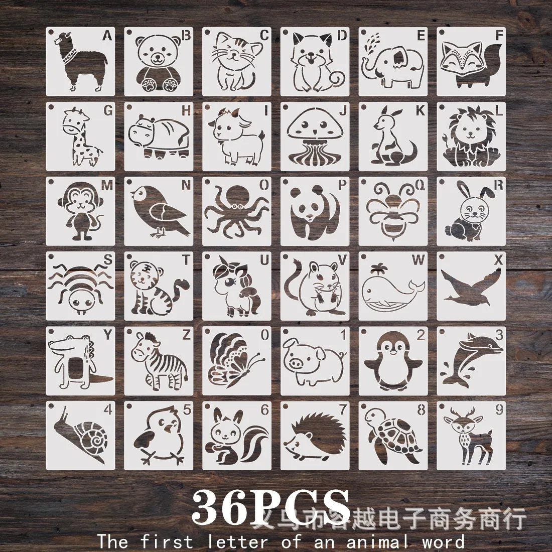 stencils animaux blancs stylisés bricolage peinture murale scrapbook coloration 36 pièces 10cm