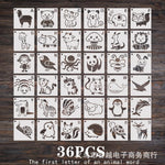 stencils animaux blancs stylisés bricolage peinture murale scrapbook coloration 36 pièces 10cm