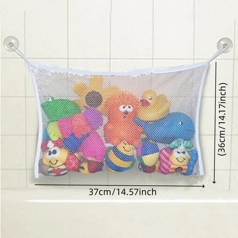 sac rangement bain blanc maille fine moderne ventouses pratique