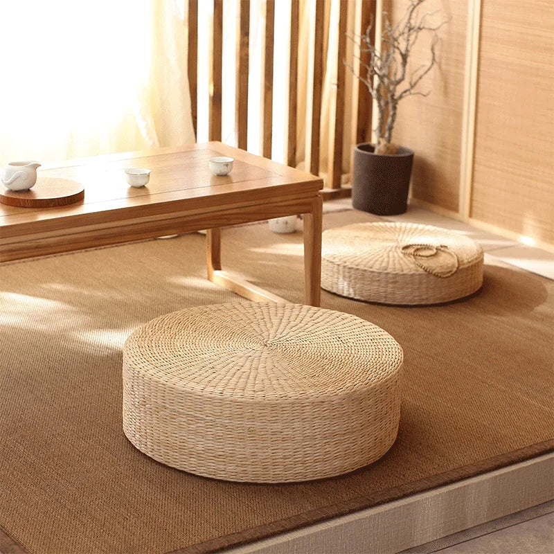 tabouret tressé paille mousse mémoire forme rond bébé moderne anti décubitus diamètre 40 50