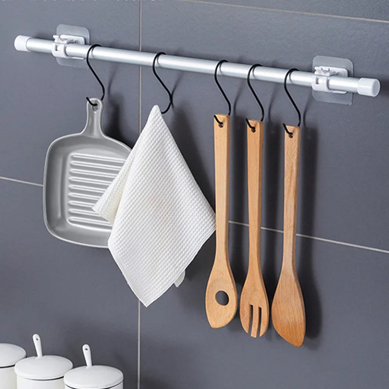 crochets suspension clips fixation tige douche blanc moderne utilisation multiple salle bain cuisine