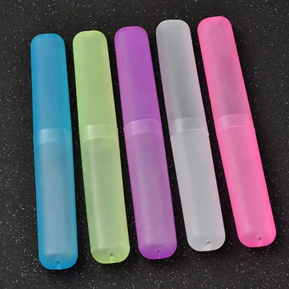 boîte rangement moderne brosse dents réutilisable bleu vert violet rose transparent