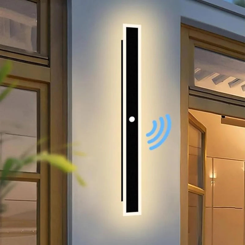 lampe murale moderne détecteur mouvement led ip65 étanche noir blanc minimaliste